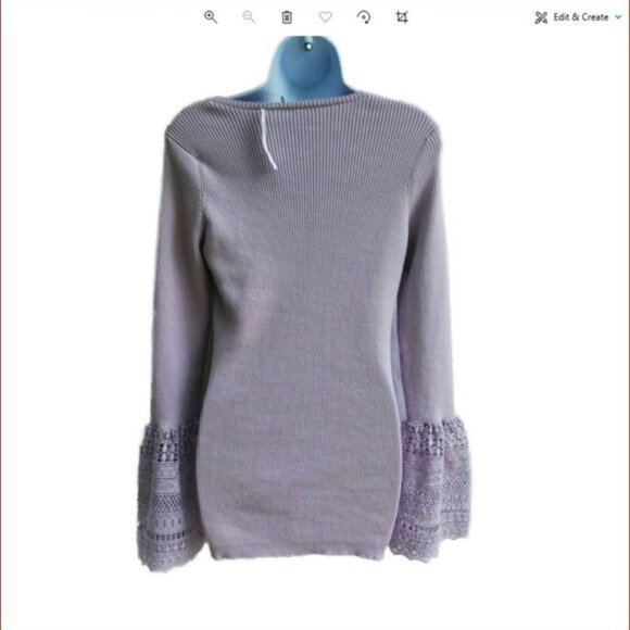 NEW Asos Lilac Knit Sweater Pullover V Neck Fluted Lace Sleeve Cuffs M - Picture 8 of 8
